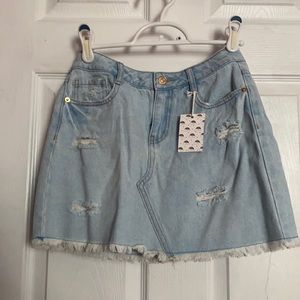light washed denim skirt